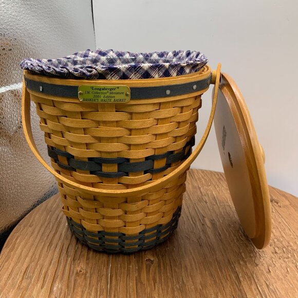 Longaberger J.W. Collection Miniature 2001 Edition Banker's Waste Basket - Picture 2 of 8